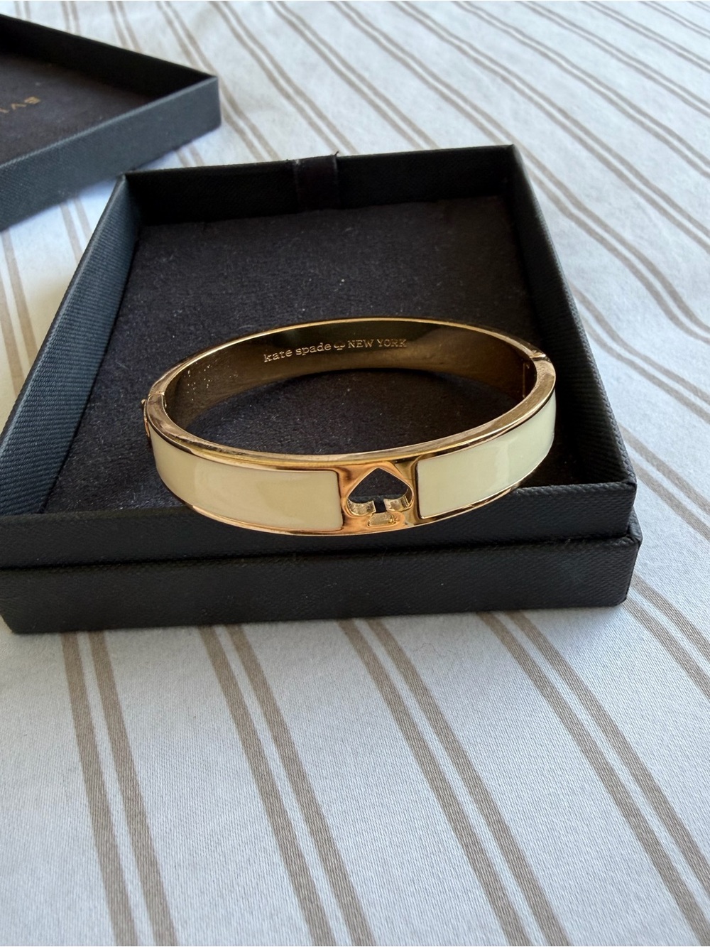 kate spade Cream Enamel Spade Hinge Bangle Bracelet